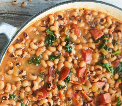 Bring Your Gut Good Luck With These 10 Black-Eyed Peas Recipes | Well+Good Southern Black Eyed Peas Recipe, Blackeyed Pea Recipes, Southern Black Eyed Peas, Peas Recipes, Blackeyed Peas, Black Eyed Peas Recipe, Hoppin John, Peas Recipe, Southern Traditional