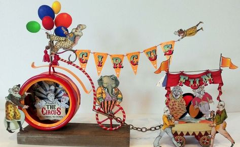 The circus is coming to town, led in by a parade by the clowns.  In my version of a circus, it’s not the people who are in charge but th... Circus Collage, Circus Crafts, Circus Decorations, Toy Theatre, Circus Art, Clowning Around, Circus Theme, Circus Party, Vintage Circus