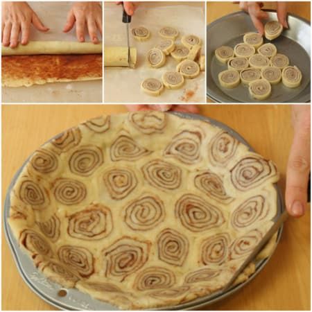 Cinnamon Roll Pie Crust, Cinnamon Roll Pie, Pumpkin Flavored Desserts, Cinnamon Roll Crust, Diy Cinnamon, Refrigerated Pie Crust, Leaf Bowl, Caramel Apple Pie, Pumpkin Flavor