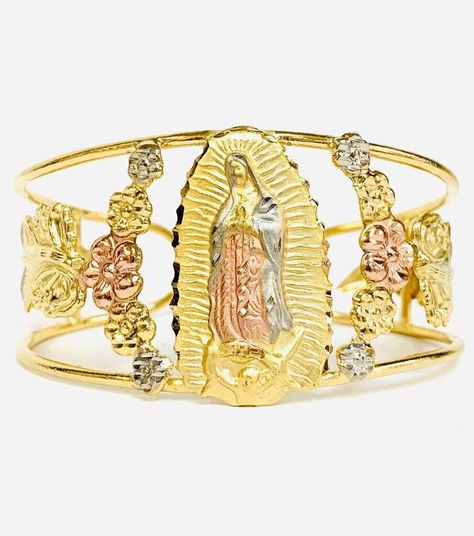 Guadalupe Bracelet, Quinceanera Jewelry, Bangle Bracelet Gold, Jewelry Fashion Trends, Gold Bangle Bracelet, Cross Jewelry, Lots Of Love, Cute Bracelets, Girly Jewelry