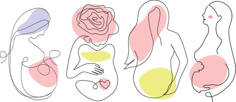 Pregnant Women Silhouettes Set Line Art Style Mother Sock Set Boho One Line Drawing with Accent Color Spots for Wall Art, Card Printing, Maternity Products Maternity Products, Line Art Style, Sock Set, Card Printing, One Line Drawing, Woman Silhouette, Art Card, Pregnant Women, Line Drawing