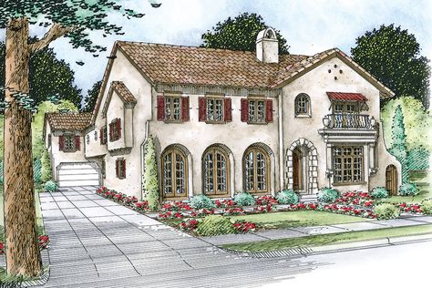 Plan #20-2169 - Houseplans.com Southwest House Plans, Southwest House, Mediterranean Mansion, Mediterranean Style House, Mediterranean House Plan, Mediterranean Style House Plans, Mediterranean House Plans, Mediterranean House, European Home