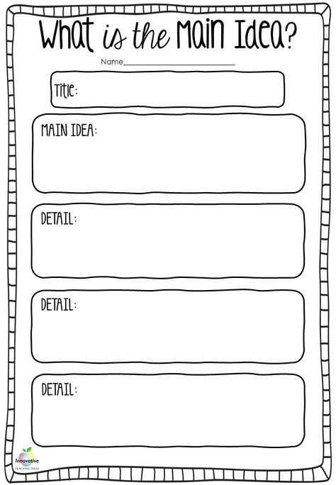 Main Idea And Details Graphic Organizer, Main Idea Graphic Organizer Free, Brainstorming Graphic Organizer, Main Idea Graphic Organizer, Main Idea And Supporting Details, Innovative Teaching Ideas, Free Graphic Organizers, Main Idea Worksheet, Story Reading