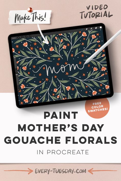 Procreate Card Ideas, Procreate Cards, Procreate Doodle Ideas, Procreate Iphone, Gouache Florals, Patterns Procreate, Procreate Designs, Procreate Artwork, Procreate Tutorials