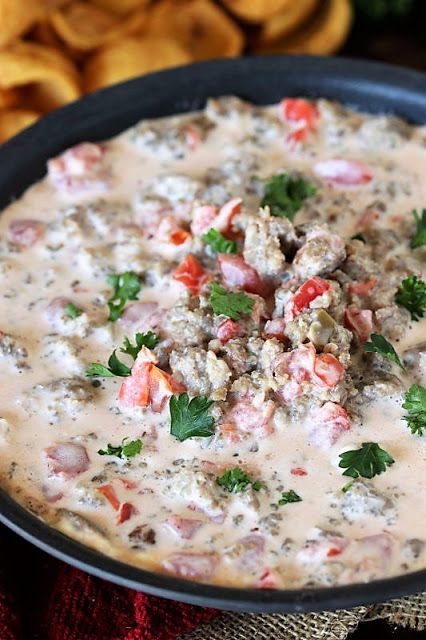 3-Ingredient Sausage Queso Dip Rotel Sausage Dip, Rotel Dip With Sausage, Sausage Queso Dip, Crescent Sausage Bites, Sausage Queso, Sausage Cheese Dip, White Queso Dip, Cheese Spread Recipes, White Queso