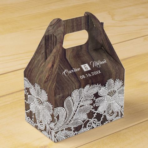 White Lace | Barn Wood Wedding Favor Boxes Wedding Favor Boxes Elegant, Origami Wedding Invitations, Kraft Paper Wedding, Personalized Favor Boxes, Country Wedding Gifts, Wedding Invitations Save The Date, Country Bridal Shower, Origami Wedding, Wedding Favors And Gifts