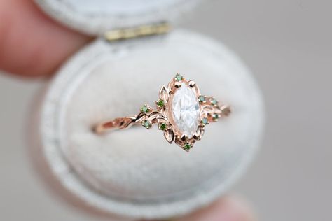 Engagement Rings Cottage Core, Vintage Inspired Engagement Rings Unique, Feyre Wedding Ring, Fairytale Engagement Ring Vintage, Hippie Engagement Ring, Ethereal Rings, Ethereal Engagement Ring, Whimsical Wedding Ring, Fairy Engagement Ring