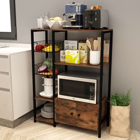 Kitchen Bakers Rack, Brown Room, Different Home Decor Styles, Industrial Kitchen Island, Baker's Rack, Microwave Stand, Freestanding Kitchen, Bakers Rack, Utility Storage