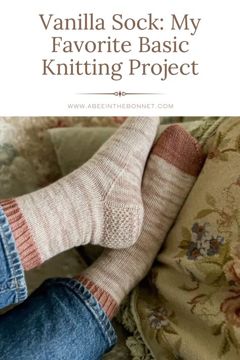 When I first started knitting socks, I knew I wanted to learn the structural essentials before I started diving into the more complex patterns. My first pair of socks was from a vanilla sock pattern​, and I focused on how heels work, the right stitch ratio for my toe, getting the fabric density right, and so on. Basic Socks Knitting Pattern, Free Beginner Sock Knitting Pattern, Vanilla Sock Pattern Knitting, Knitting Heels On Socks, Knitted Socks Ideas, Free Knit Socks Pattern, Beginner Knit Socks Free Pattern, Sock Heels Knitting, Vanilla Socks Free Pattern