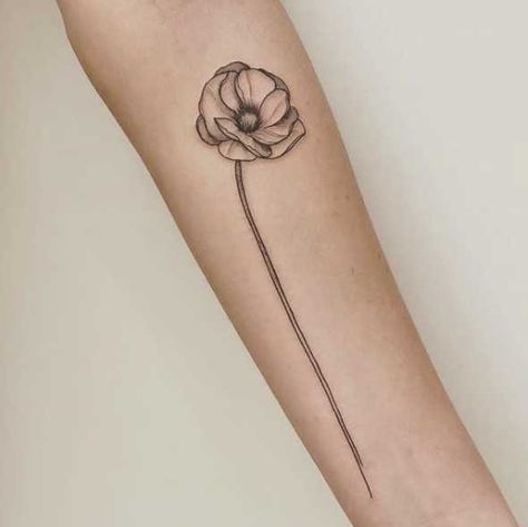 Poppy Flower Tattoo, Small Sister Tattoos, Outer Forearm Tattoo, Places To Get Tattoos, Flower Tattoo On Side, Bolt Tattoo, Small Forearm Tattoos, Rune Tattoo, Flower Tattoo Back