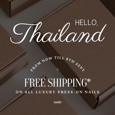 HELLO THAILAND 🇹🇭 Always wanted to try our Luxury Press-on Nails but do not wish: - for the long wait after ordering? And/or - to pay for shipping fee? ✨ GOOD NEWS ✨ We are opening up a PREORDER, where you can enjoy FREE SHIPPING for our Luxury Press-on Nails! From now till 8th Sept, shop & cart out as usual on our website. All orders from our Thailand customers will be sorted as Preorders, and will be shipped directly from Thailand, Bangkok. All packages will be shipped via Thailand Post... Shop Cart, Thailand Bangkok, Nail Designs Spring, Spring Nails, Fun Nails, Press On Nails, Bangkok, Good News, Thailand