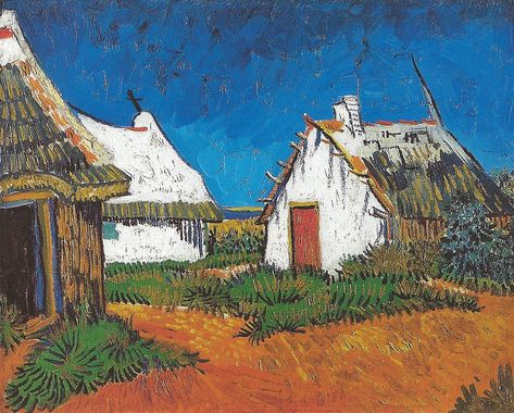 Vernacular House, White Cottages, Van Gogh Drawings, Artist Van Gogh, Vincent Willem Van Gogh, Vincent Van Gogh Art, Vincent Van Gogh Paintings, Berthe Morisot, Arte Van Gogh