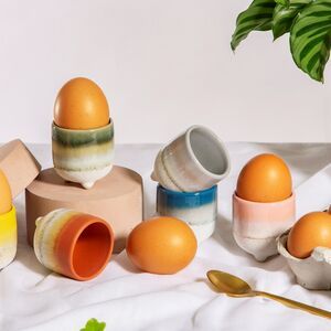 Search results for egg cups | notonthehighstreet.com Dip Ombre, Eggs And Soldiers, Egg Cups Breakfast, Egg Cups Holders, Cup Gift Set, Alphabet Gifts, Ceramic Egg Cups, Rustic Texture, Soft Boiled Eggs