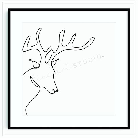 Single Line Christmas Drawing, Reindeer Line Art, One Line Art Easy, Deer Line Drawing, Deer Line Art, Line Drawing Christmas, Christmas Line Art, Line Art Christmas, Drawing Deer