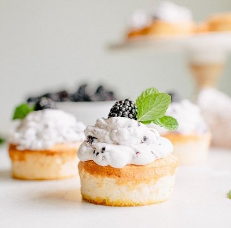 Light and airy mini angel food cakes are the perfect breakfast or dessert treat! Angel Food Cakes, Angel Food Cake Desserts, Mini Angel, Angel Cake, Small Desserts, Angel Food Cake, Food Cake, Angel Food, Cake Servings