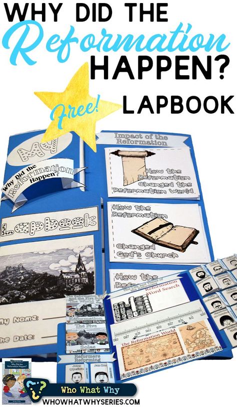 Use the Protestant Reformation for kids lapbook to teach your kids about the Reformation. | Free lapbooks for the Who What Why history series! Protestant Reformation Activities, Reformation Day Free Printables, Reformation Day For Kids, Reformation Celebration, Biblical Homeschooling, Reformation Day, 5 Solas, Homeschool Advice, Protestant Reformation