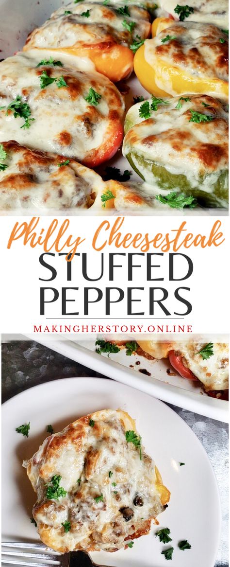 Philly Stuffed Peppers, Cheesesteak Recipes, Cheese Steak Stuffed Peppers, Steak Stuffed Peppers, Philly Cheese Steak Stuffed Peppers, Paleo Stuffed Peppers, Classic Stuffed Peppers Recipe, Philly Cheesesteak Stuffed Peppers, Low Carb Stuffed Peppers