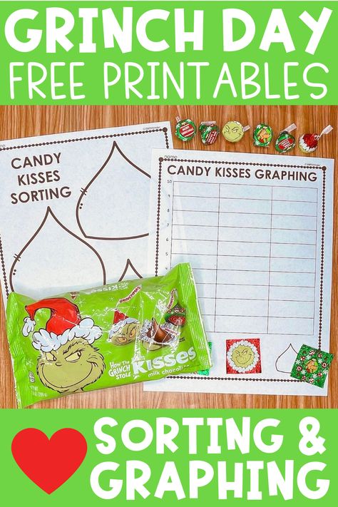 Grinch Hershey Kisses, Grinch Day Activities, Graphing First Grade, Grinch Day, Grinch Crafts, Educational Activities For Preschoolers, Grinch Christmas Party, Christmas Units, 1st Grade Activities