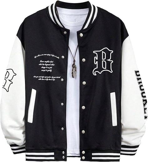 SHENHE Men's Slogan Graphic Button Down Varsity Jacket Baseball Bomber Jackets Cool Men Clothes, Aesthetic Guy Outfits, Sarcastic Clothing, Jacket Baseball, Teen Boy Outfits, Stylish Hoodies, Dope Outfits For Guys, Clothes Men, Baggy Clothes