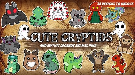 Cute Cryptids series 1 and seires 2 are available for order! Exclusive designs only available on Kickstarter - Did I mention Mothman? The japanese Kitsune? Australian Dropbear? We have them all :) Cute Cryptids, Not Deer Cryptid, Lochness Monster, Japanese Kitsune, Flatwoods Monster, Enamel Pin Collection, Loch Ness Monster, Collector Cards, At Home Workout Plan