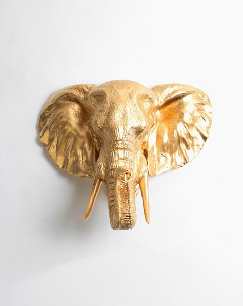 Faux Animal Head, White Faux Taxidermy, Photography Ideas At Home, Elephant Home Decor, Animal Head Wall, Zebra Wall, Safari Theme Nursery, Usa Decor, Small Elephant