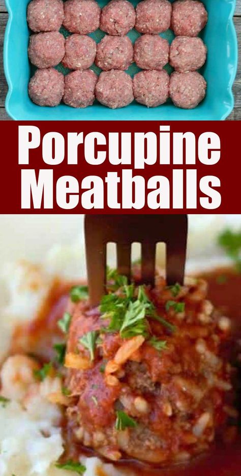 Baked Porcupine Meatballs, Rice Meatballs, Porcupine Meatballs Recipe, Porcupine Meatballs, Meatballs And Rice, Beef Rice, Meatball Recipes Easy, Tasty Meatballs, Meatballs Easy