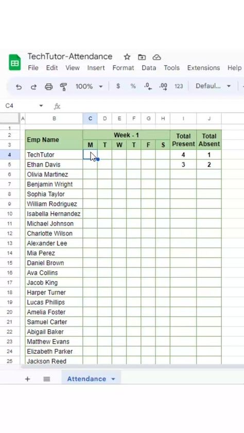 Attendance Sheet In Excel, Google Sheets Tips, Attendance Tracker, Attendance Sheet, Office Tips, Google Spreadsheet, Computer Hacks, Michael Johnson, Check Box