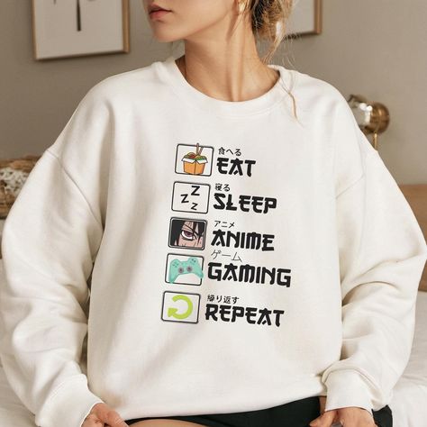 Eat Sleep Anime Gaming Repeat Sweatshirt, Unisex Japanese Graphic Pullover, Cozy Oversized Gamer Hoodie, Casual Anime Lover Gift Top by SpecialMomentsWear on Etsy Gamer Hoodie, Graphic Pullover, Gaming Hoodie, Japanese Graphic, Anime Lover, Sugar Land, Eat Sleep, Gift For Lover, Gaming