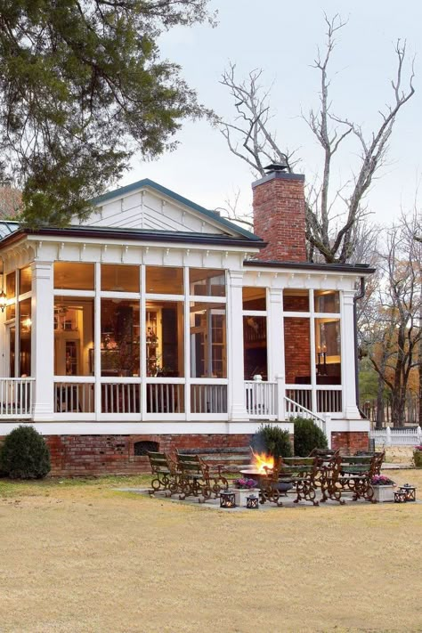 Patio Off Of Screened Porch, Screen Porch On Front Of House, Houses With Screened Porches, Enclosed Porch Exterior Curb Appeal, Back Porch Remodel Before And After, Cottages With Screened Porches, Best Screened In Porch Ideas, Adding A Back Porch To An Existing House, Screened In Porch On Front Of House