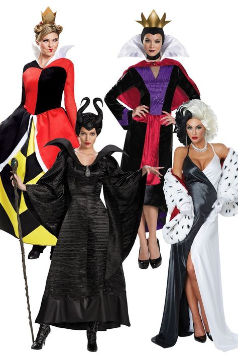 Easy Group Costume Ideas, Disney Villains Costumes, Villains Costumes, Golden Girls Costumes, Disney Villain Costumes, Best Group Halloween Costumes, Halloween Costumes For Work, Cute Group Halloween Costumes, Villain Costumes