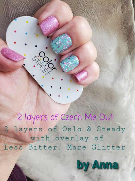 Czech Me Out Color Street Combo, Nail Samples, Less Bitter More Glitter, Mani Ideas, Nail Color Combos, Mixed Mani, Fingernail Designs, Sparkle Nails, Manicure Ideas