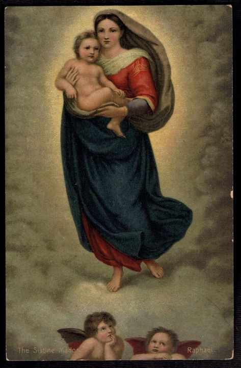 SISTINE MADONNA MADONNA di San Sisto by Raphael 1908 Vintage Postcard pc341 - $3.99. FOR SALE!  The item you are viewing is in the condition as shown in 333595452149 Raphael Madonna, Sistine Madonna, Church Icon, Rome Photo, Archangel Raphael, Vatican Museums, Sistine Chapel, Madonna And Child, Famous Art