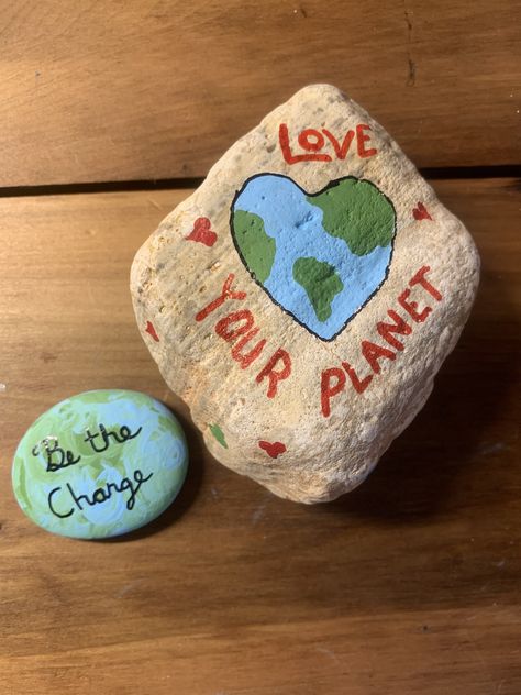 Earth Painted Rock, Earth Day Painted Rocks, Summer Paintings, Painted Rock Ideas, Painted Earth, Kick Rocks, Earth Day Projects, Earth Craft, Painting Birthday