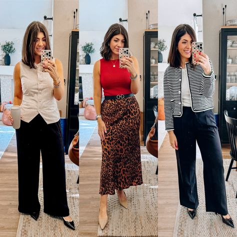 Recent work looks in picture form! It’s like a summary document of business casual office outfits 🤣 Everything I wore to work, and a few extras! Vests are still employee of the month! For all of these, use the key phrase “Work Looks” to have everything sent directly to you, or head to the 🔗 in my profile! . . #midsizestyle #workwear #businesscasual Midsize style, workwear, cute office outfits, 9 to 5 chic, office fits, work fits, business casual, size 8, size 10 style, affordable workwear, ... Business Casual Office Outfits, 9 To 5 Chic, Casual Office Outfits, Women Office Outfits, Cute Office Outfits, Office Fits, Employee Of The Month, Work Fits, Midsize Style