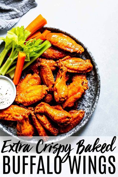 Oven Hot Wings, Oven Baked Buffalo Wings, Buffalo Wings Recipe Baked, Baked Hot Wings, Wings Recipe Baked, Baked Buffalo Wings, Hot Chicken Wings, Hot Wing Recipe, Crispy Baked Chicken Wings