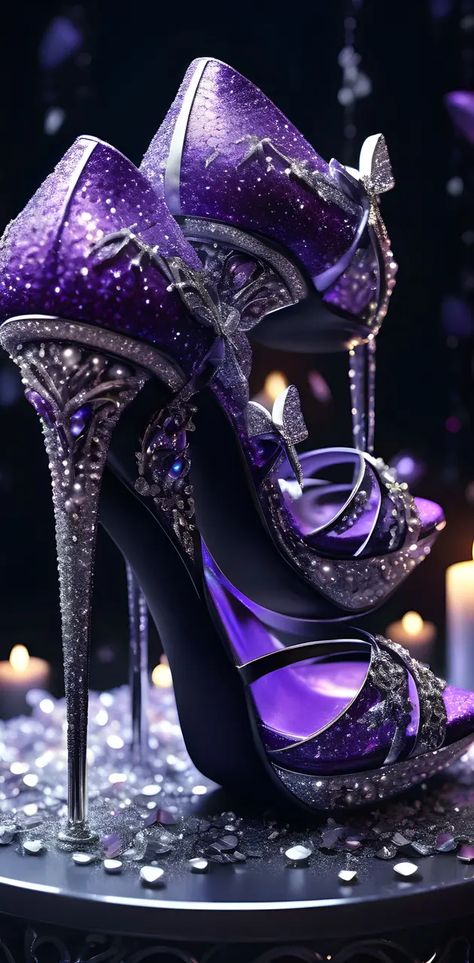 Purple Wedding Heels, Royal Purple Heels, Purple Heels Wedding, Purple Glitter Heels, Deep Purple High Heels, Purple High Heels, Purple Heels, Fun Heels, Grad Pics