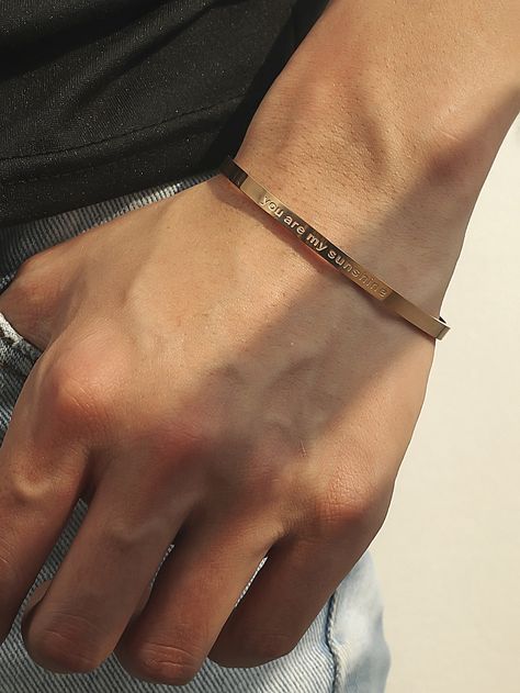 Rose Gold Fashionable   Stainless Steel  Cuff Embellished   Jewelry Mens Bracelet Gold Jewelry, Man Gold Bracelet Design, Mens Cuff Bracelets, Mens Bangles, Mens Rings Fashion, Mens Gold Jewelry, Gold Jewelry Stores, Mens Gold Bracelets, Rings Jewelry Fashion