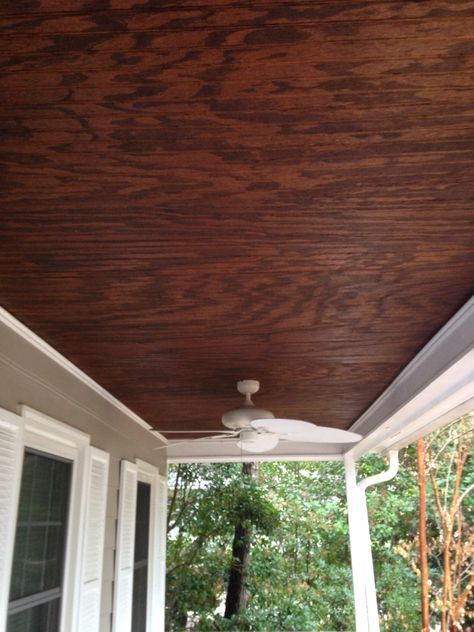 Stain and poly to create unique porch ceilings Stained Porch, Haint Blue, Porch Ceiling, Beadboard Ceiling, Bead Board, Screened Porch, Diy Home Improvement, Porch Ideas, Ceiling Design