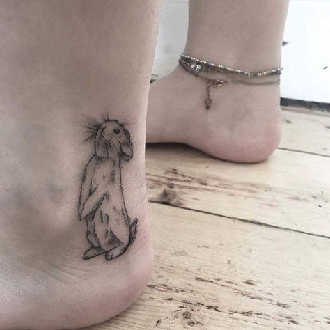 Bunny Ankle Tattoo, Animal Ankle Tattoo, Rabbit Memorial Tattoo, Baby Bunny Tattoo, Bunny With Wings Tattoo, Ankle Sleeve Tattoo, Barley Tattoo, Bunny Tattoo, Tattoo Ankle