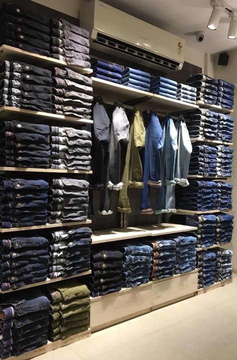 Pin by Gonza Lafu on negocio | Clothing store design, Kids clothing store design, Clothing store displays Store Design Clothing, Clothing Shop Interiors, Jeans Storage Ideas, Clothing Store Interior Design, Jeans Storage, Denim 2024, Kids Clothing Store Design, Clothing Boutique Interior, Denim Display