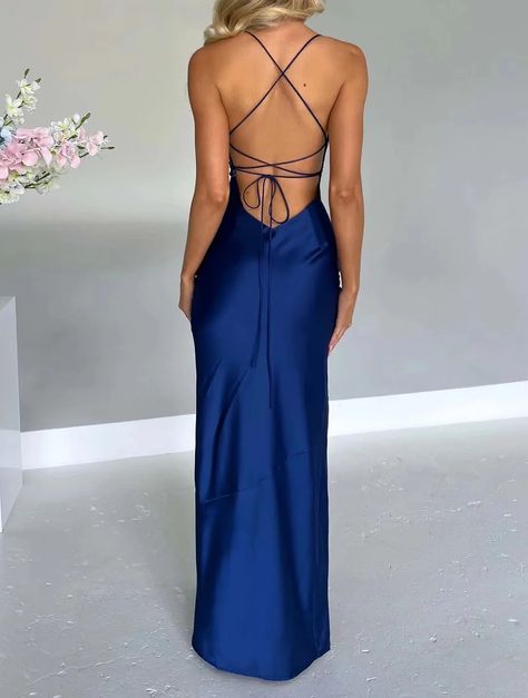 Mizha Maxi Dress - Navy Long Navy Blue Silk Dress, Navy Backless Dress, Silk Prom Dress Satin Open Backs, Low Back Prom Dresses, Navy Prom Dress Long, Navy Prom Dress, Babyboo Fashion, Homecoming Dresses Corset, Midi Dress Wedding Guest