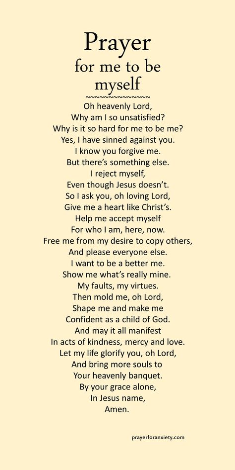 Image of text for prayer for me to be myself. This prayer inspires you to rest in your identity as a child of God and be yourself. Woord Van God, Be Myself, Everyday Prayers, Ayat Alkitab, Good Prayers, The Prayer, Prayer Verses, Prayers For Healing, Prayer Scriptures