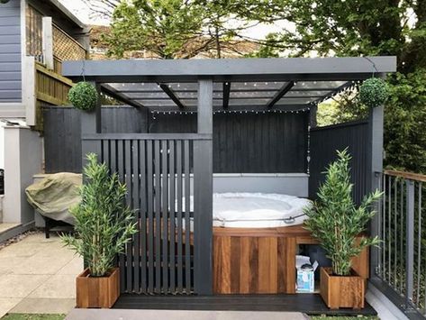 35 Cozy Outdoor Hot Tub Cover Ideas You Can Try | Home Design And Interior Whirlpool Deck, Shed Inspiration, Hot Tub Privacy, Hot Tub Pergola, Hot Tub Landscaping, Hot Tub Designs, Hot Tub Patio, Outdoor Hot Tub, Hot Tub Gazebo