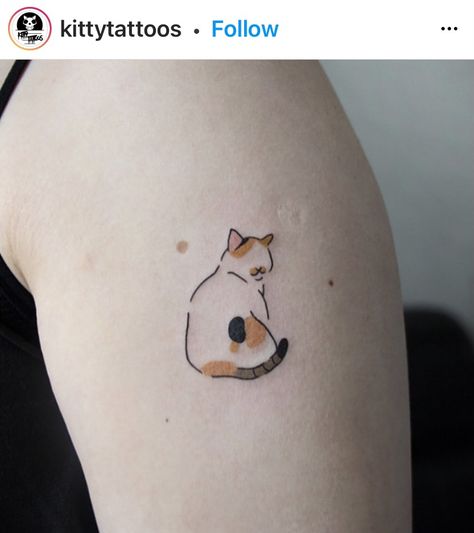 Simple Calico Cat Tattoo, Calico Cat Tattoos, Calico Cat Tattoo Ideas, Minimalist Earthy Tattoos, Dragon Cat Tattoo, Calico Cat Tattoo Small, Orange Cat Tattoo Simple, Cat Tattoo Designs Simple, Cat Pet Tattoo