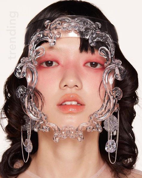 Resin Face, Transparent Resin, Futuristic Fashion, Hair Hoops, Contemporary Jewellery, Modern Jewelry, Headdress, Wearable Art, Headpiece