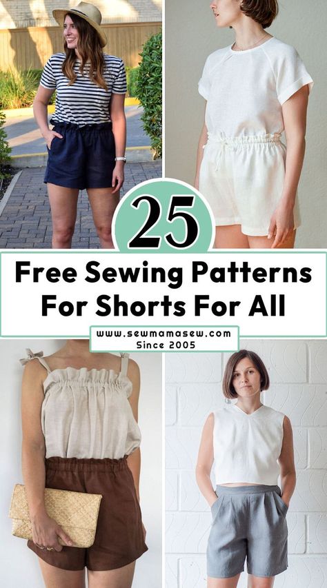 Sewing Patterns Shorts Women, Free Linen Shorts Pattern, Shorts Pattern Sewing Free, Ladies Shorts Sewing Pattern Free, Free Short Patterns For Women, Biker Shorts Pattern Free, Elastic Waist Shorts Pattern Free, Plus Size Shorts Pattern Free, Sewing Patterns Free Shorts