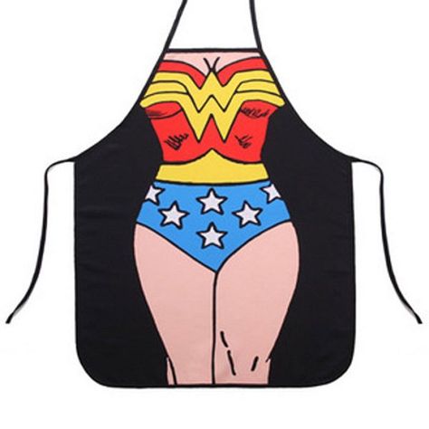 Funny Kitchen Cooking Necessary Women Creative Apron Wonder Woman Funny, Justice League Wonder Woman, Kitchen Christmas Gifts, Funny Aprons, Black Apron, Female Superhero, Bbq Apron, Baking Apron, Superman Wonder Woman