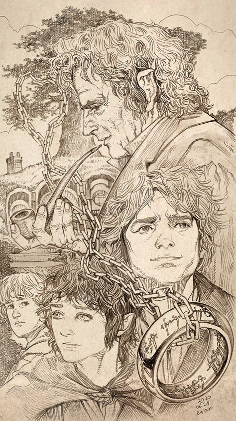 Lord Of The Rings Art Illustration, Lotr Illustrations, Lord Of The Rings Illustration, Lord Of The Rings Drawing, Lord Of The Rings Art, Tolkien Illustration, Rings Tattoo, Lord Of The Rings Tattoo, John Howe