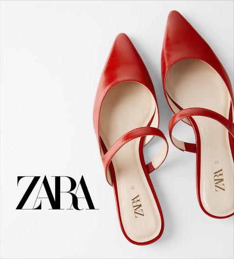 Elegant Red Summer Mules, Red Mules For Spring Party, Elegant Spring Mules With Red Sole, Elegant Red Mules For Spring, Chic Mules With Red Sole, Chic Red Closed Toe Mules, Casual Red Heels For Workwear, Red Pointed Toe Summer Mules, Elegant Red Closed Toe Mules