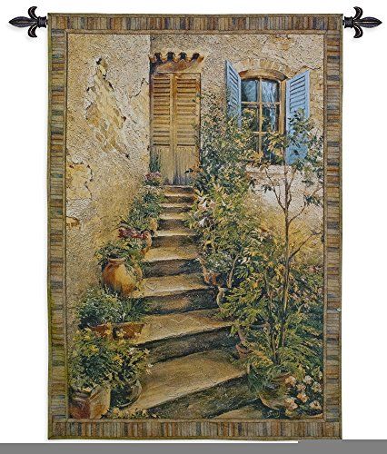 Fine Art Tapestries Tuscan Villa II Medium Wall Tapestry 3351WH 43 inches wide by 53 inches long 100 cotton >>> Check out this great product. (This is an affiliate link and I receive a commission for the sales) Italian Cottage, Style Toscan, Tuscan Design, Italian Village, Tuscan Kitchen, Rustic Italian, Large Tapestries, Tuscan Villa, Tuscan House